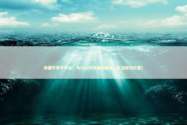 收藏不等于学会：为什么你知道的越多，生活却没改变？ 情感心理